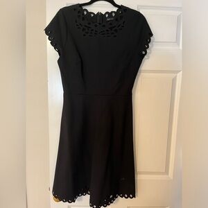 White House black market sz 6 black dress with cutouts at the neck and sleeves